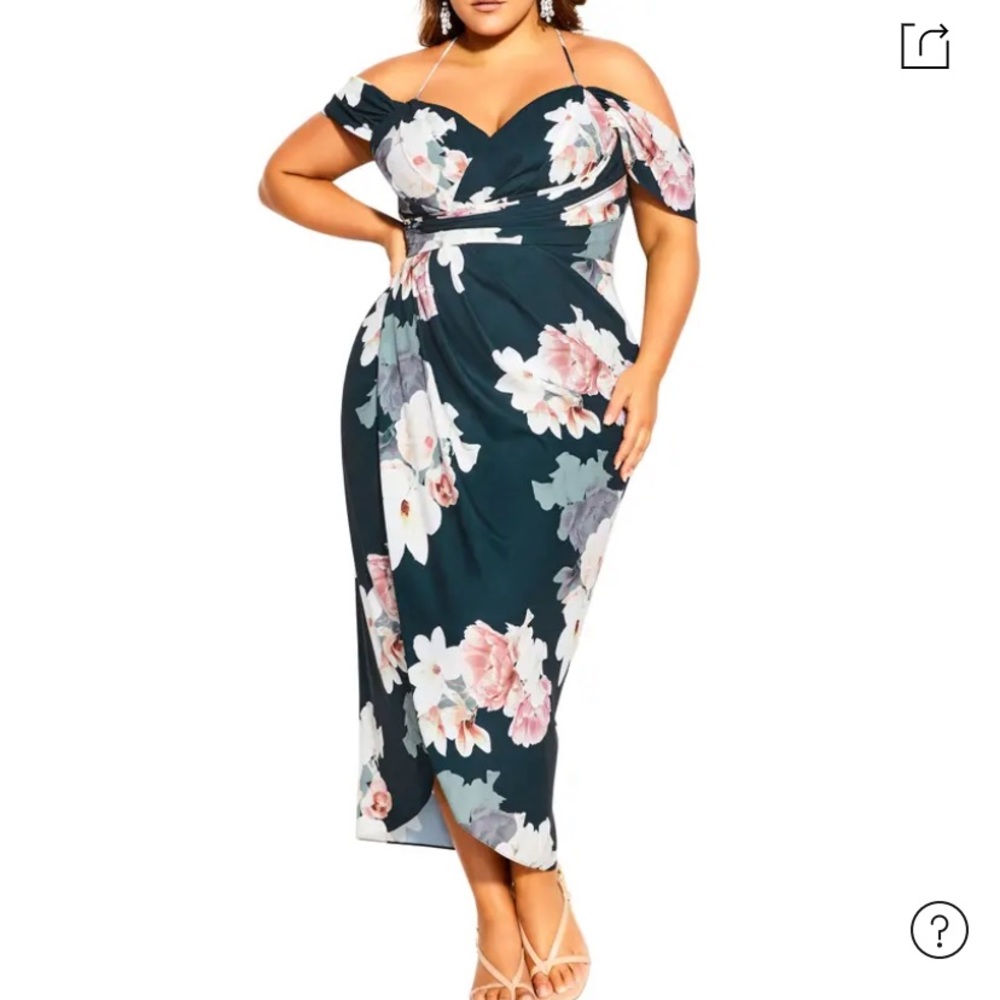 City Chic off the shoulder formal midi dress